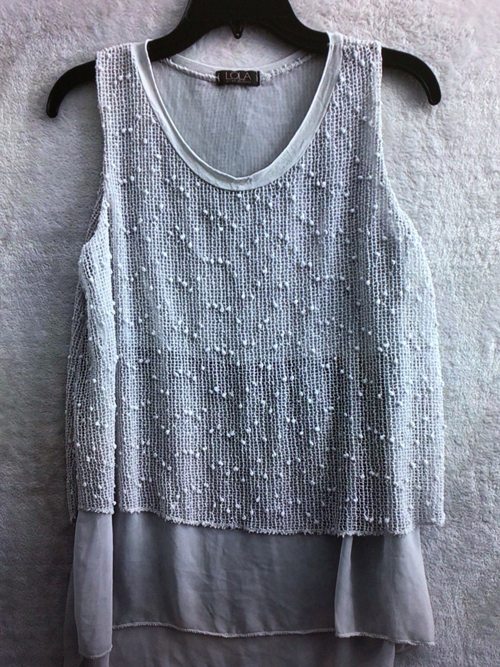 lola White Beaded Layered Tank Top